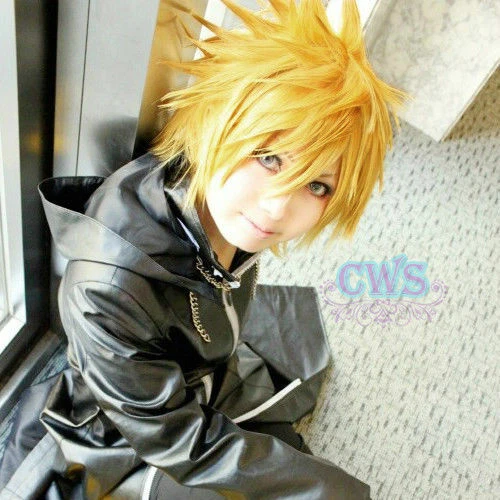 Kingdom Hearts Roxas Heat Resistant Short Yellow Blonde Anime Cosplay Wig{l} 3
