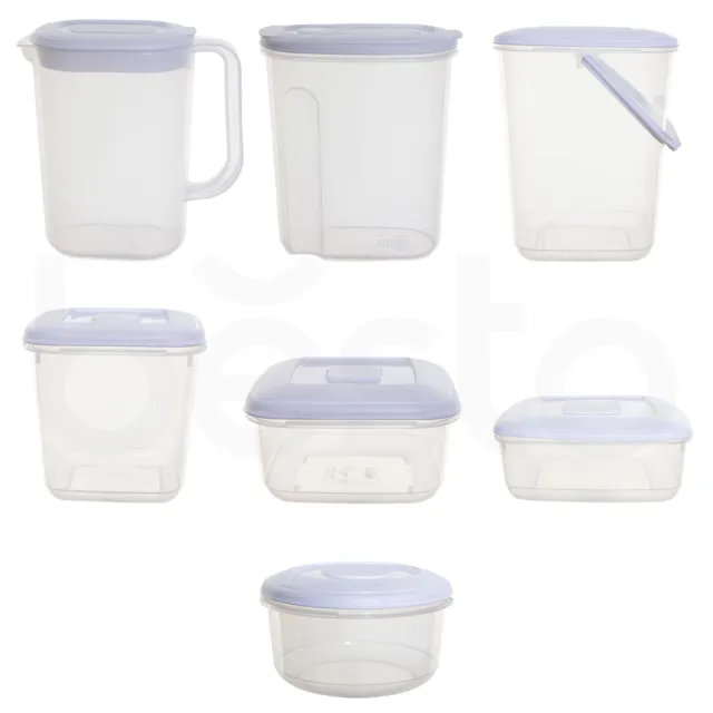 Clear Plastic White Lid Container Storage Box Airtight Kitchen Food Freezer Tub