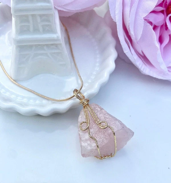 Natural Gemstone Necklace Chakra Stone Pendant Energy Healing Crystal with Chain 6