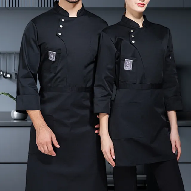 Single-breasted Pocket Chef Tops Button Coat Professional Solid Color Uniform
