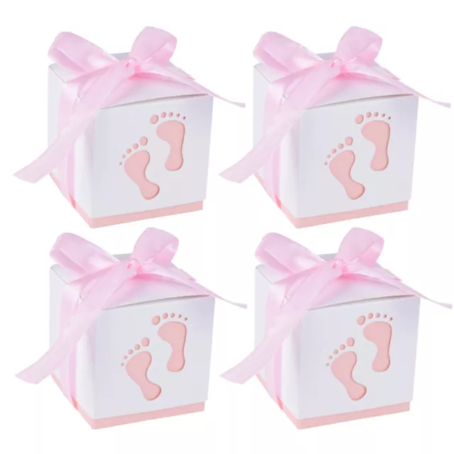 50pcs DIY Candy Boxes Baby Footprint Paper Candy Gift Boxes Full Moon Wedding