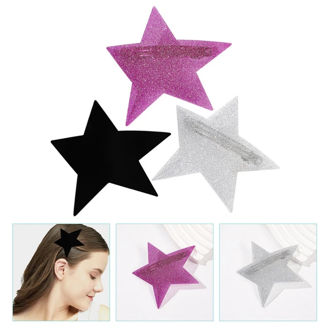 3 piezas Estilo delicado Hermosas estrellas horquilla decoración pequeños clips para el cabello
