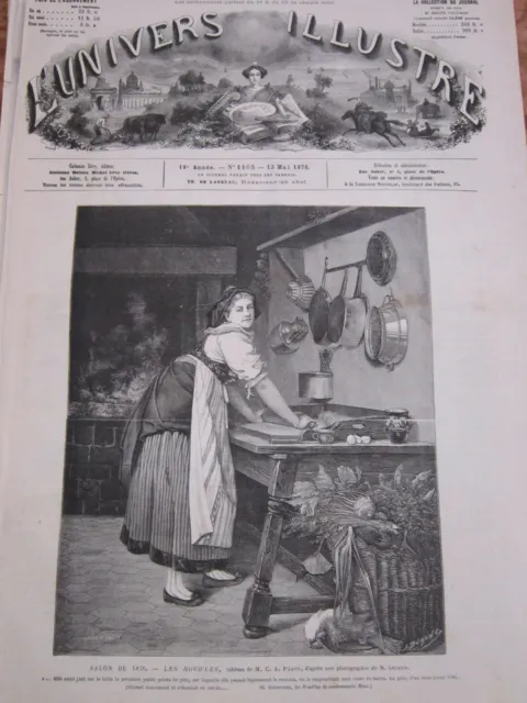 Gravure 1876 - Les Noud'les cuisine Pâtes