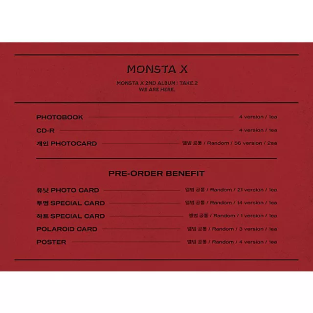 MONSTA X Take.2 We Are Here 2nd Album CD+Book+Polaroid+Card+Etc+Tracking Number 2