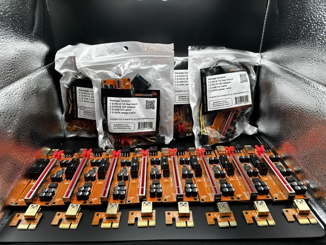 LOT of 12 PCI-E 1x to 16x Powered USB3.0 GPU Risers Extenders Adapters