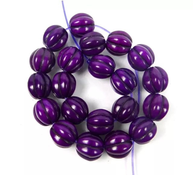 10 mm perles rondes melon cannelé violet/violet turquoise (20) 2