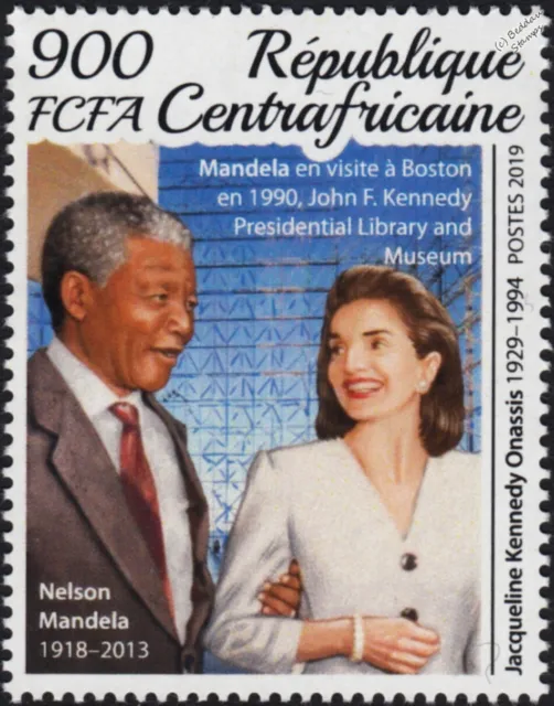 1990 President NELSON MANDELA Jackie/Jacqueline KENNEDY JFK Library Boston Stamp