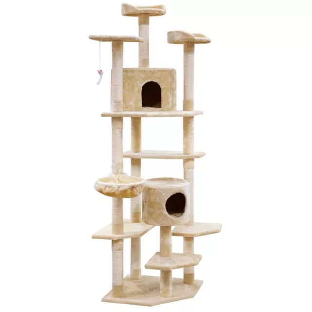 i.Pet Cat Tree Trees Scratching Post Scratcher Tower Condo House Bed Beige 203cm