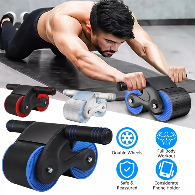 Double Wheel Abdominal Exerciser Women Men Automatic Rebound Ab Wheel Roller Gym