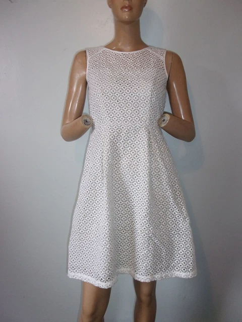 Calvin Klein White Eyelet Fit & Flare Summer Dress 6 EUC