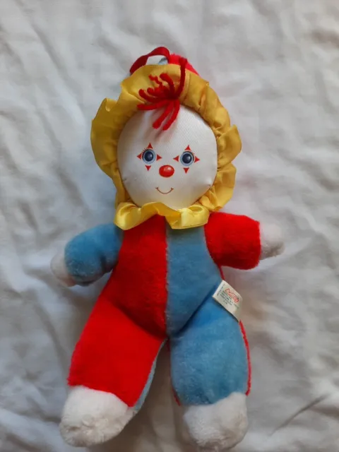Vintage 1982 Amtoy Baby Soft Touch Clown Plush Chimes Rattle 12"