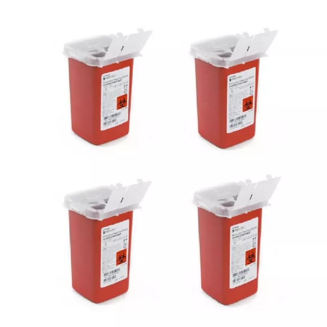 Sharps Container Biohazard 4(Each) Infectious Waste 1-Quart Needle Disposal