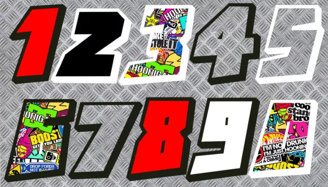Numeros Course Racing Numbers Bomb Drift Tuning Autocollant Sticker (Nu001)