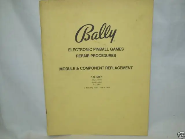 Bally Electronic Pinball Games Repair Manual Original