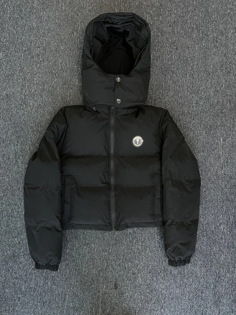 TRAPSTAR WOMEN S DETACHABLE Hooded Puffer Jacket Irongate Black