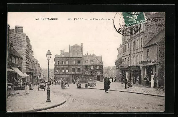 CPA Flers, la Place Gambetta 1909