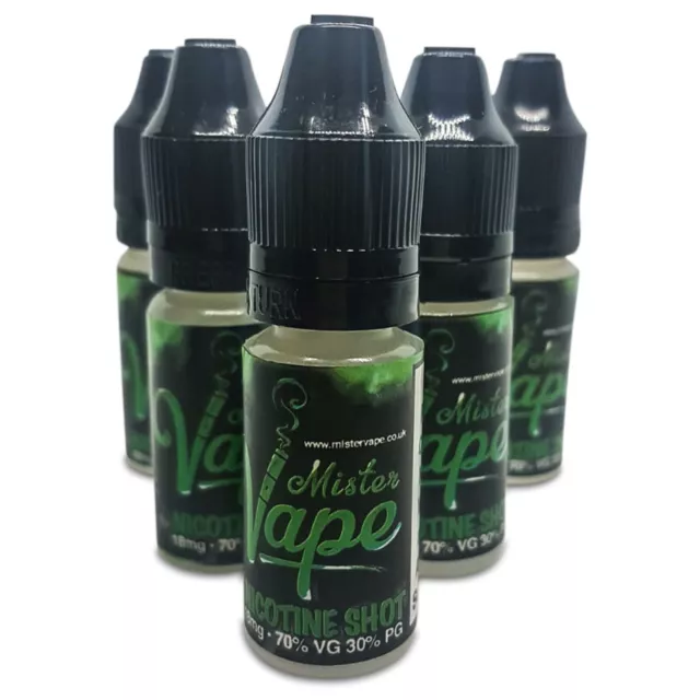 Nicotine Shots 18MG 10ML 70VG/30PG BY Mister Vape Unflavoured Nicotine Shot UK