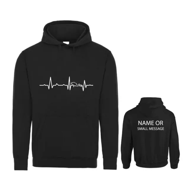 Heart Love Beat Diving Diver Sea Hobby Hoodie Personalised Gift Customised Name