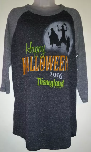 Disney Happy Halloween 2016 Haunted Mansion Hitch Hiking Ghosts Raglan Shirt L