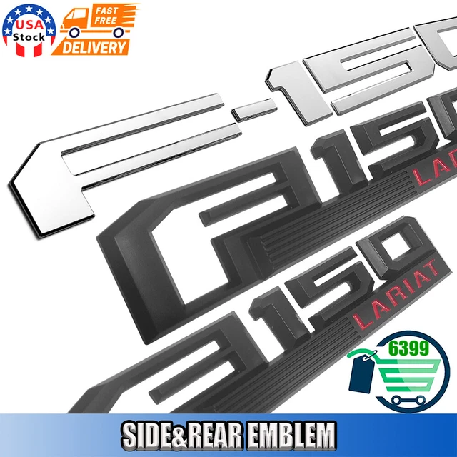 3PCS 3D Tailgate Letter for F-150 Lariat 2018-2020 Fender Side Emblem Left Right