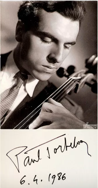 FRENCH Cellist PAUL TORTELIER Hand SIGNED AUTOGRAPH + PHOTO+MAT Cello AUTOGRAMME