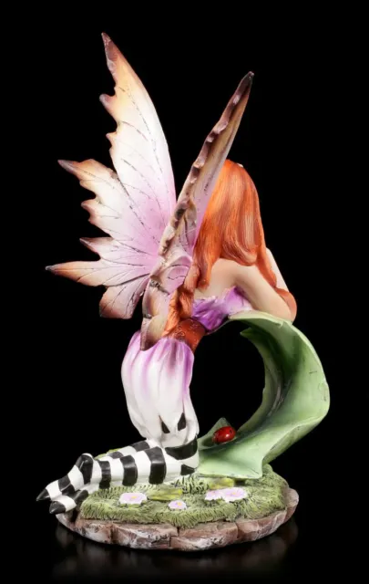 Feen Figur - Foglia stützt sich auf Blatt - Statue Deko Elfe Fantasy Fairy 3