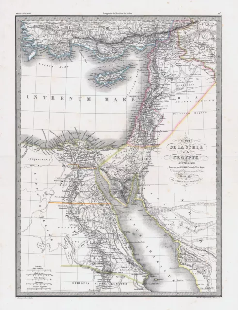 1841 CARTE DE LA SYRIE ET DE L'EGYPTE Ancient Syria Egypt Antique Map Lapie (...