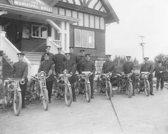 Police Motorcycle Squad 1908   8" - 10" B&W Photo Reprint