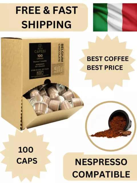 100 Premium Belgium Hot Chocolate Capsules Pods Nespresso Compatible