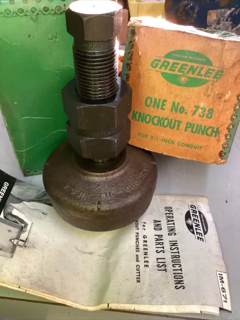 Greenlee No. 738 Knockout Punch Set Unit for 2 1/2” Conduit Vintage