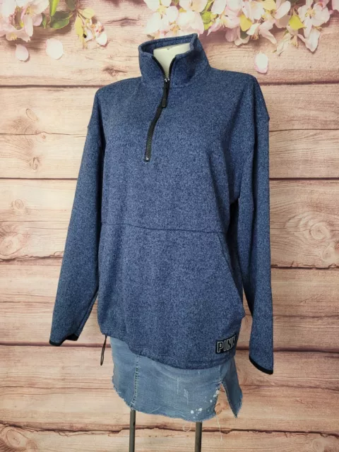 Victoria’s Secret PINK Women's Blue Half Zip Blue Pullover Sweater Size S