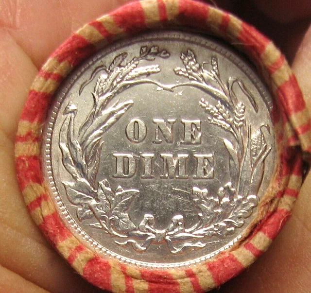 Wheat Penny Roll Beautiful  Higher Grade Silver Barber Dime Rev  & 1909 Wheat