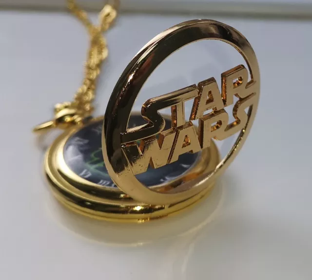 STAR WARS GOLD Fob Watch Sci Fi Films Series Movies TV Pocket Darth Vader Retro 3