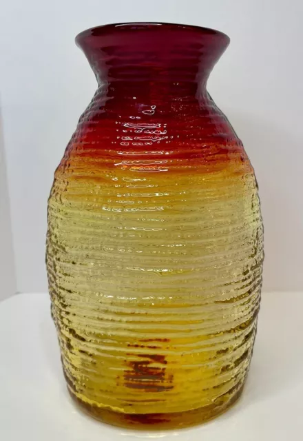 Blenko Strata Vase 2135L Tangerine Tequila Sunrise