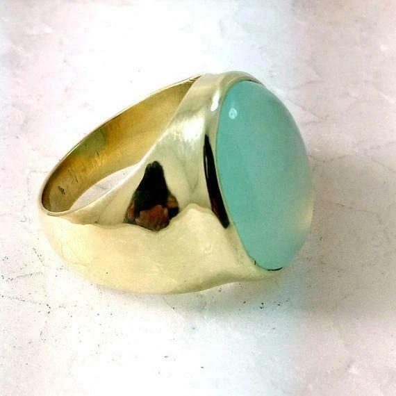 Bague unisexe pour homme avec pierres précieuses ovales en argent sterling...