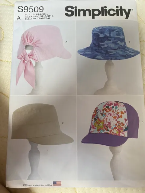 Simplicity S9509 Sewing Pattern Adult Child Military Cap Baseball Cap Bucket Hat