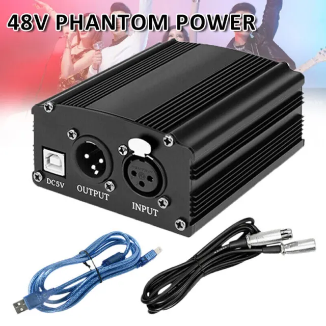 Channel 48V Phantom Power Supply with USB Cable XLR Microphone