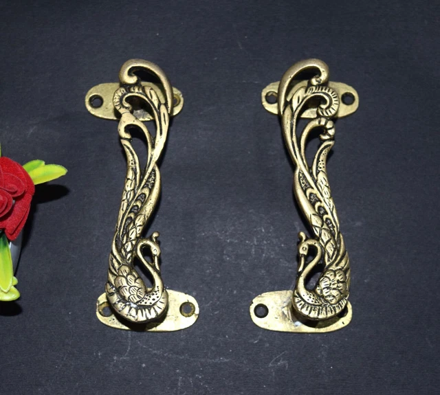 Peacock Design Handle Pair Brass Door Pull Bird Style Door Accessories EK587