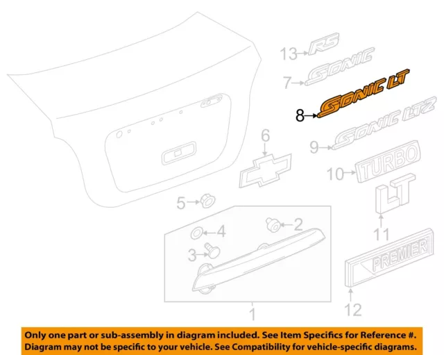 Chevrolet GM OEM 12-16 Sonic Trunk Lid-Emblem Badge Nameplate 95483973