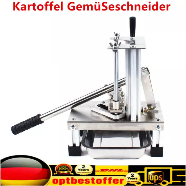 Edelstahl Pommes Frites Cutter Kartoffel GemüSeschneider + 3 Klingen Silber DHL