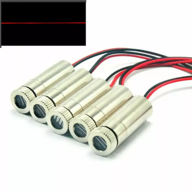 5pcs Focusable 650nm 30mW 12x35mm Line Red Laser Diode Module w/ Driver in