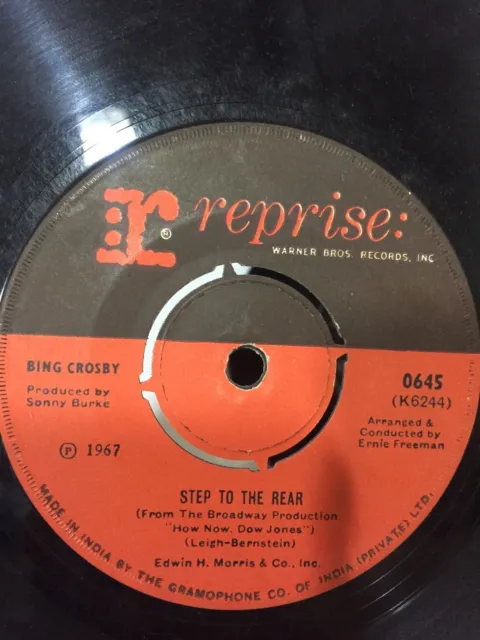 BING CROSBY step to rear/what do we do RARE SINGLE 7" 45 REPRISE INDIA VG+