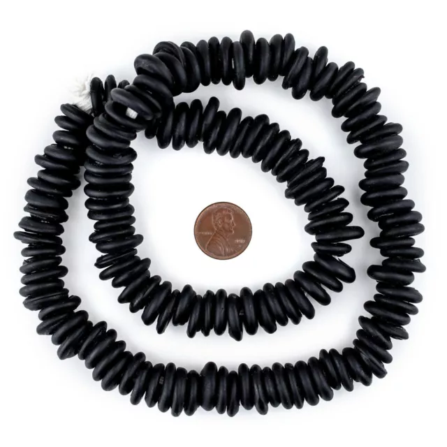 Black Annular Wound Dogon Beads 14mm West Africa African Ring Glass Large Hole 2