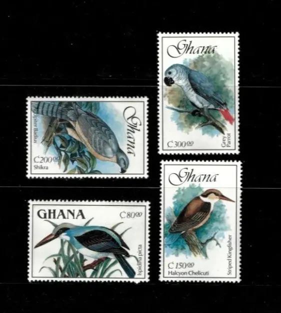 Ghana 1989 - Fauna and Flora, Birds - Set of 4 Stamps - Scott #1151-54 - MNH