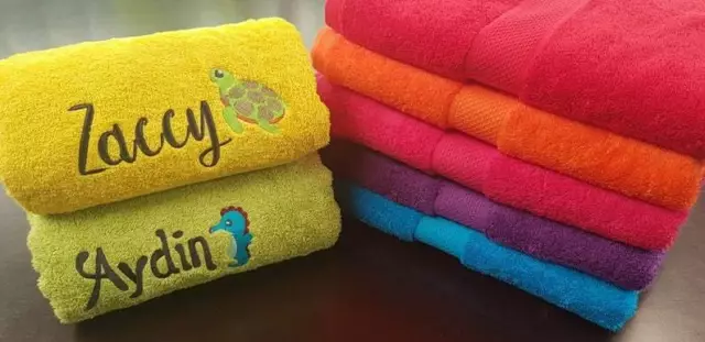 ADULTS embroidered LARGE personalised beach towel vibrant summer swimming