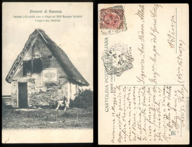RAVENNA Dintorni 1908 CAPANNO GARIBALDI-CARTOLINA-Formato Piccolo
