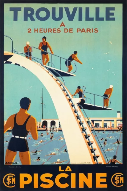 TOURISME TROUVILLE PISCINE Roxl - POSTER HQ 40x60cm d'une AFFICHE VINTAGE