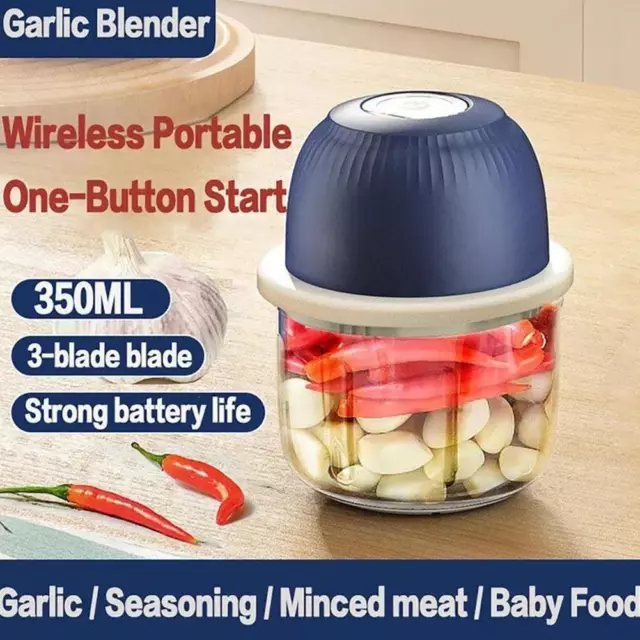 Electric Food Processor - 350ML Portable Garlic Chopper Mini Food