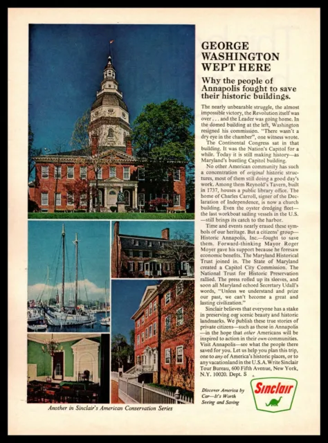 1968 Sinclair OIl Maryland State House Capitol Building Annapolis Print Ad