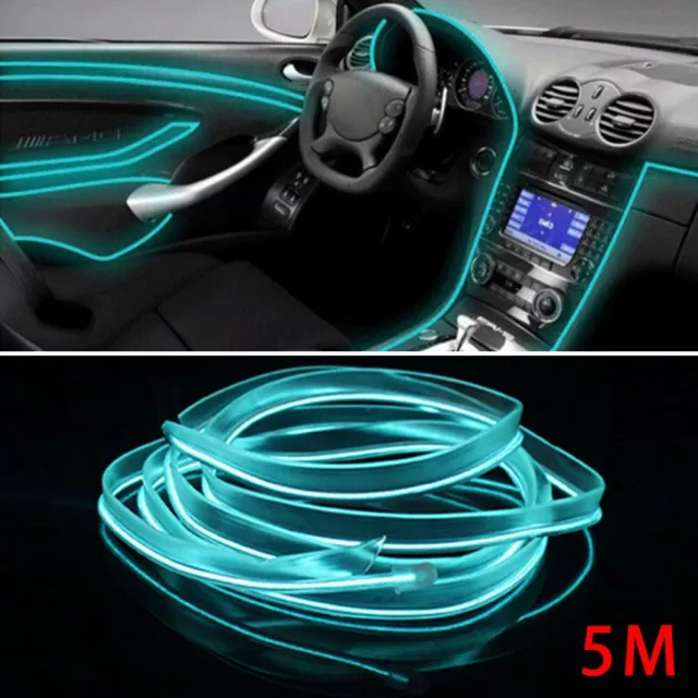 5 mètres de voiture intérieur atmosphère bande lumineuse LED lampe  décorative lumière flexible accessoire automobile, bleu 